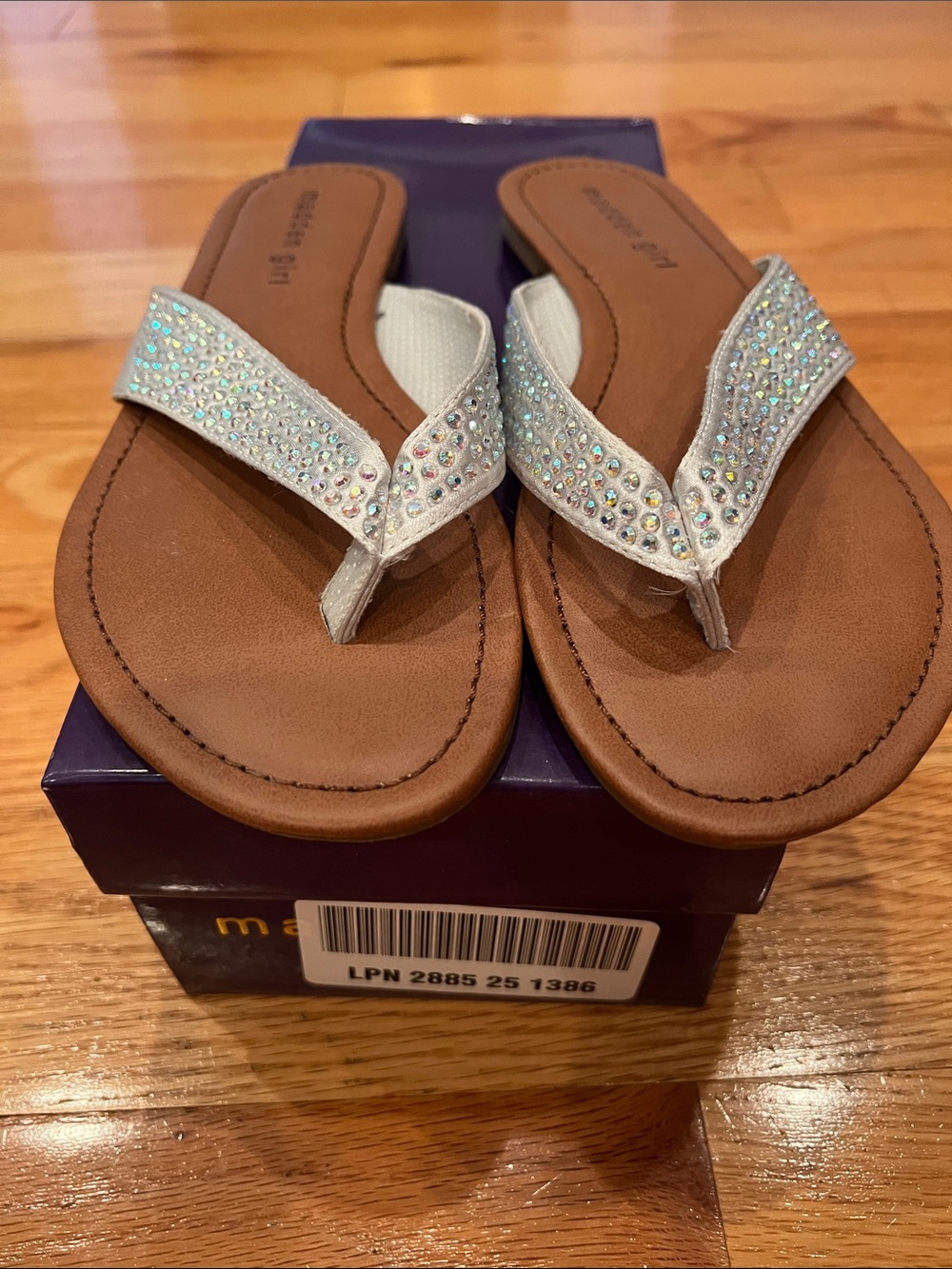 Madden Girl White Rhinestone Thong Sandals